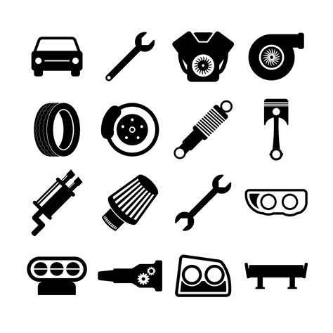 Car Parts Vector Icon Set Isolated On White Background 7629954 Vector