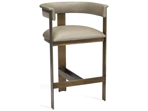 Interlude Home Darcy Taupe Leather Counter Stool Il145199