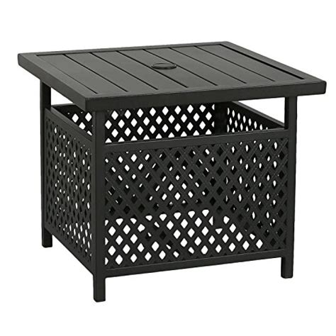 I am very pleased with the product.! Iwicker Patio Umbrella Side Table Stand, Outdoor Bistro Table with Umbrella Hole - PatiosMe ...