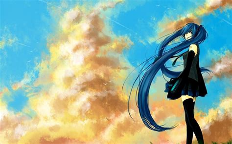Beautiful Anime Girl Blue Hair Black Dress Hd Desktop