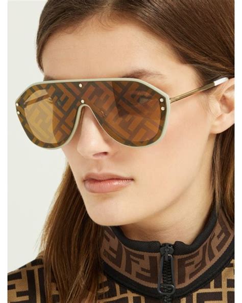 Fendi Ff Monogram Aviator Sunglasses In Brown Save 12 Lyst
