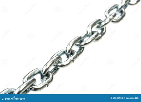 Steel Chain On Isolated Stock Image Image Of Silver 51380953