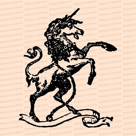 Victorian Unicorn With Blank Banner Antique Vintage Mythological