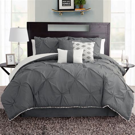 Callie Dark Gray Pintuck 7 Pc Comforter Bed Set Bed Comforters Bed