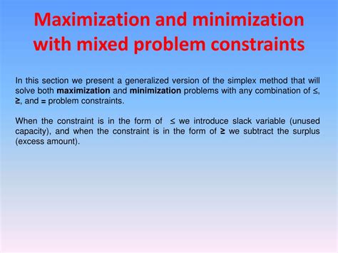 Ppt The Dual Problem Minimization With Problem Constraints Of The