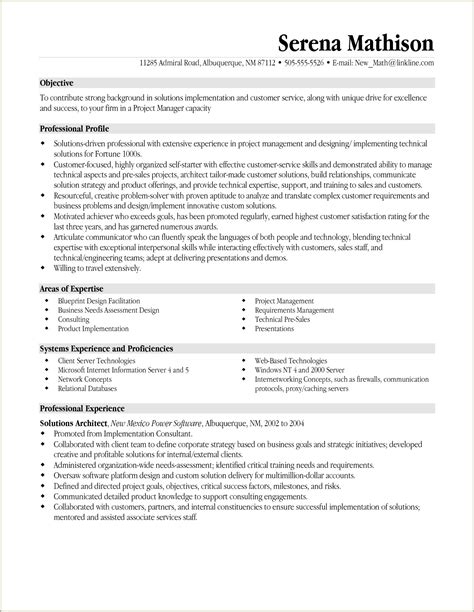 Sample Objectives For Resumes Project Management Resume Gallery