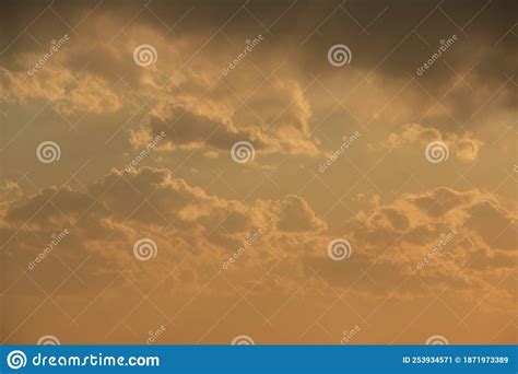 Golden Twilight Golden Clouds Warm Sky Stock Image Image Of