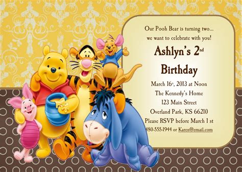Free Printable Winnie The Pooh Invitations For 1st Birthday Template