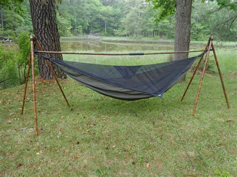 It almost looks like a hanging chair, and you can easily make it at home with timber or pvc pipe. Geotrek Bamboo Hammock Stand | Hammock, Hammock stand, Double camping hammock
