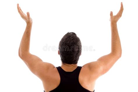Back Pose Of Man With Raised Arms Stock Photo Image 7526600