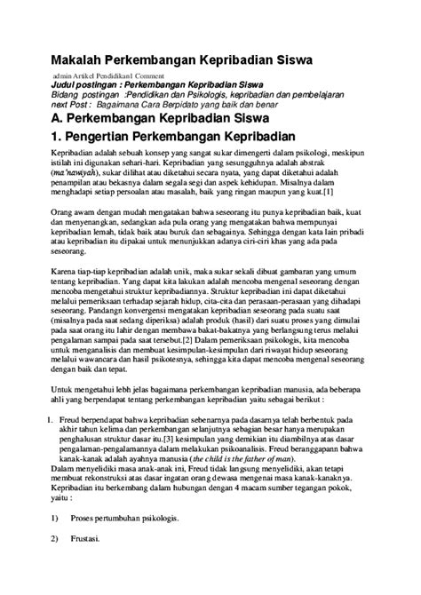 (PDF) Makalah Perkembangan Kepribadian Siswa admin Artikel Pendidikan1