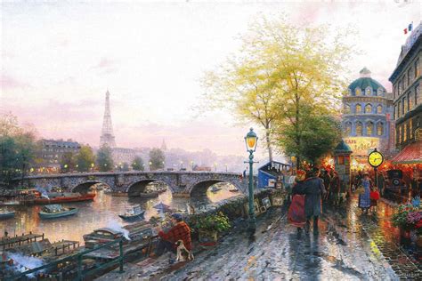 2021 Paris Eiffel Tower Kinkade Oil Paintings Art Print On Canvas No