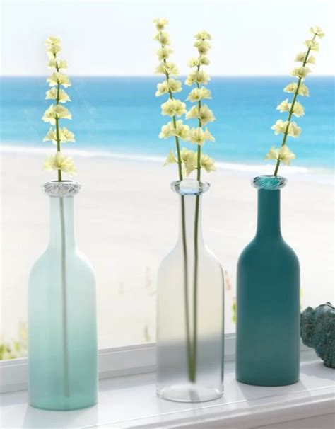 Oceanic Light Aqua Blue And Sea Green Glass Vases
