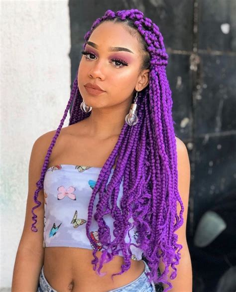 purple braided hairstyle ideas for black women purple box braids braided hairstyles hair styles