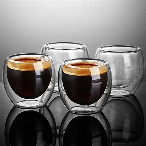 new 1 4 6pcs double wall shot glass double wall espresso coffee cup 80ml 250ml 350ml 450ml in