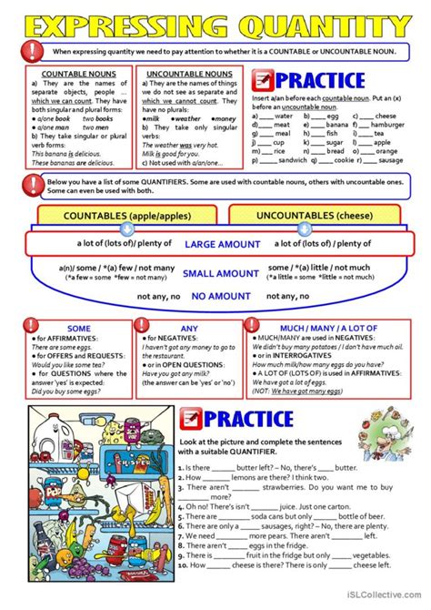 Countable And Uncountable Nouns Quantifiers Worksheet All In One Photos