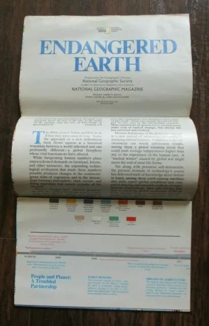 Vintage 1988 Endangered Earth Map National Geographic Society Rare 4