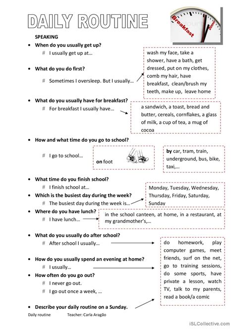 Talking About Routines Discussion St English Esl Worksheets Pdf Doc