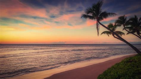 Download 1920x1080 Wallpaper Beach Sunset Ocean Coast Full Hd Hdtv