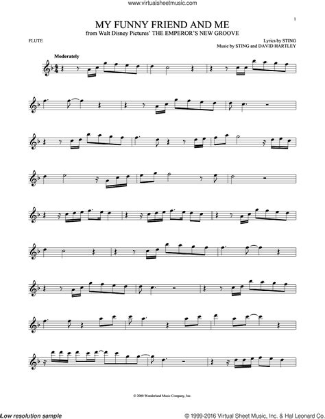 Sting My Funny Friend And Me Sheet Music For Flute Solo