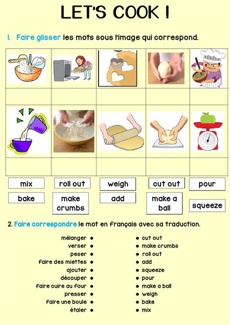 To cook on a metal frame over fire. Cooking verbs - Interactive worksheet