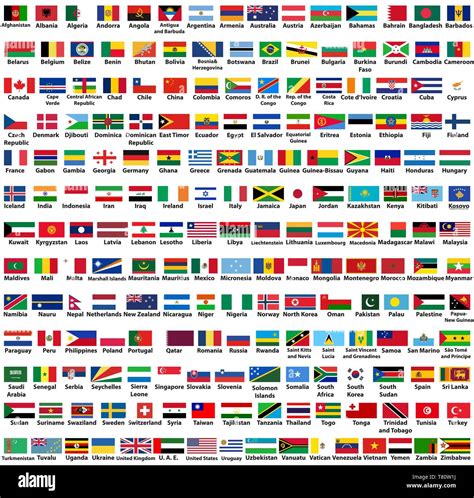 Vector Set Of All World Countries Sovereign States Flags Arranged In