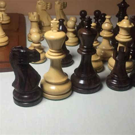 David Levy Staunton Chess Set With Wooden Box Exotic Dark Rosewood 375 King 39900 Picclick