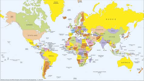 Carte géographique du monde Voyage Carte Plan