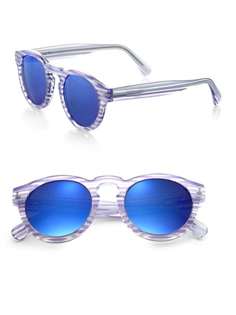 Lyst Illesteva Leonard Clear Mirrored Sunglasses In Blue