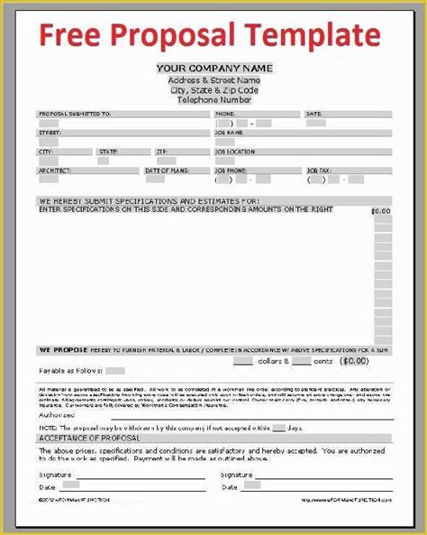 Sales Proposal Template Word Free Of Printable Sample Construction
