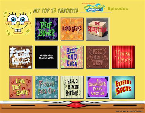 Top 13 Favorite Spongebob Squarepants Episodes By Marcospower1996 On