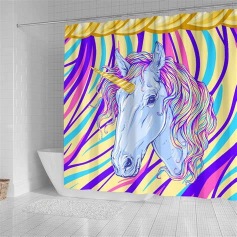 Rainbow Unicorn Shower Curtain Jorjune