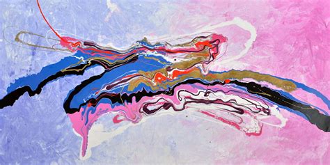 Pink And Blue Abstract Art Work With Stunning Gold And Orange Highlights