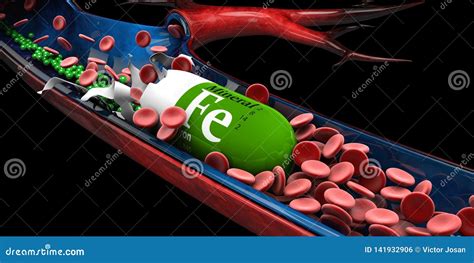 3d Illustration of Mineral Iron Capsule Dissolves in the Vien Stock