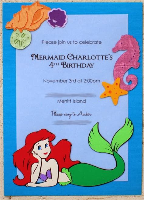 These mermaid birthday cards are left blank inside so that you can add your own special message. Appetizer for a Crafty Mind: Little Mermaid Birthday Party