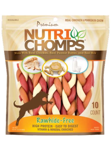 Scott Pet Products 6 In Nutri Chomps Rawhide Free Mixed Braid Dog
