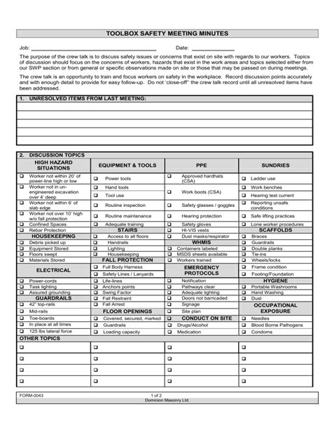 متراس يناصر برقية العادي إرتد ملابس المحترفين Toolbox Talk Sample