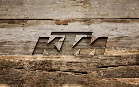 4k Free Download Ktm Wooden Logo Wooden Backgrounds Brands Ktm