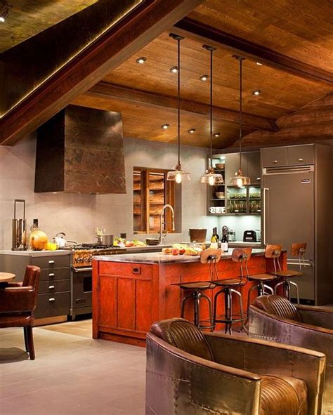 53 Sensationally Rustic Kitchens In Mountain Homes Industrial Kitchen