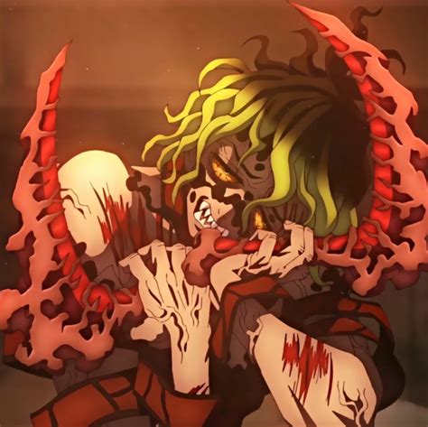 An Anime Character With Green Hair And Blood On Her Face Sitting In
