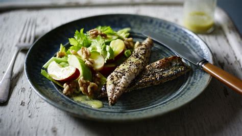 Black Pepper Crusted Mackerel With A Celery Salad Recipe Bbc Food