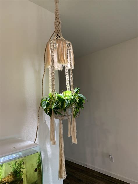 This Giant Macrame Plant Hanger With A Grow Light That My Bf Made 🥰