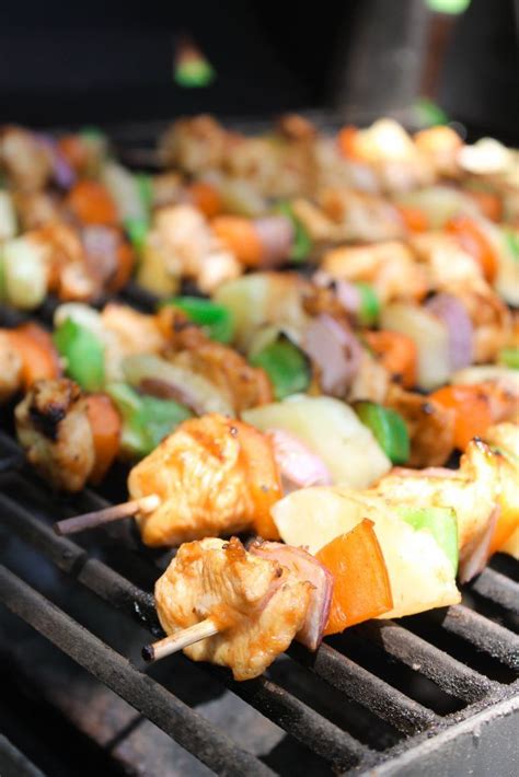 Step 2 thread green bell pepper, onion, chicken, and pineapple onto skewers; Hawaiian BBQ Chicken Kabobs | Recipe (With images ...