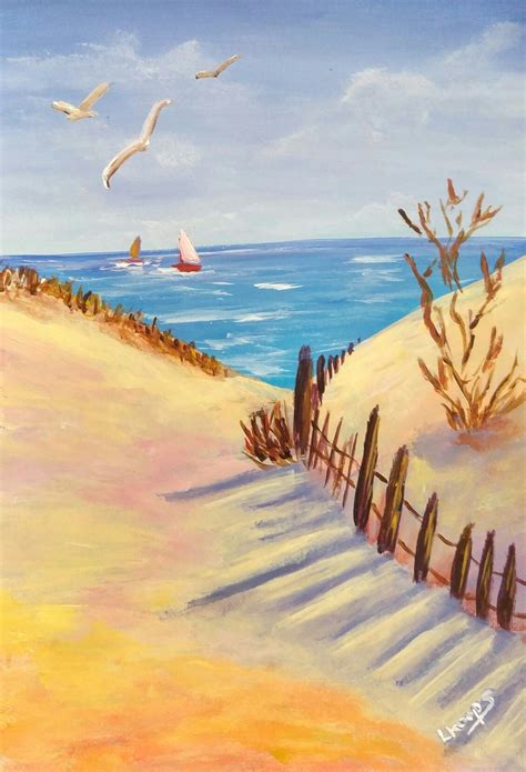 Beach Sand Dunes Acrylic Painting Inspired By Ginger Cook Beachy Art
