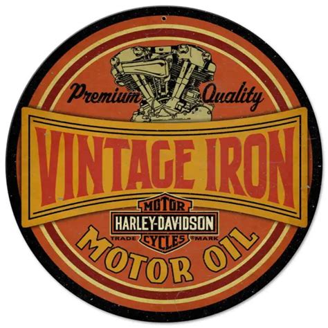 Vintage Iron Motor Oil Harley Davidson Round Heavy Duty Usa Made