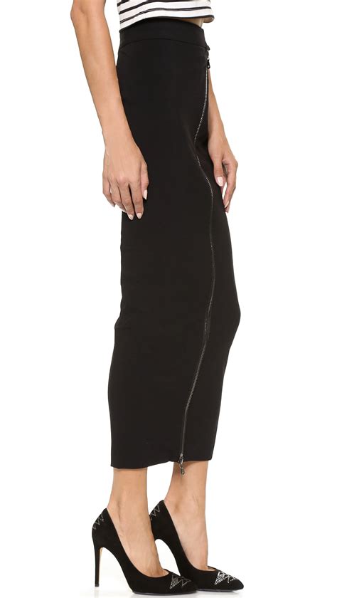 balmain zip pencil maxi skirt black in black lyst