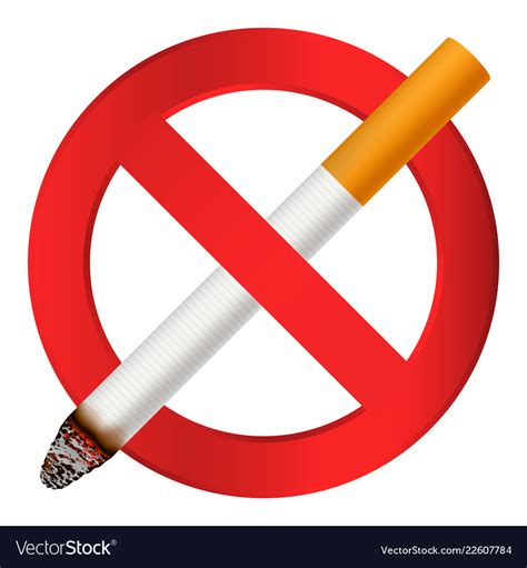 No Smoking Cigarette Icon Realistic Style Vector Image