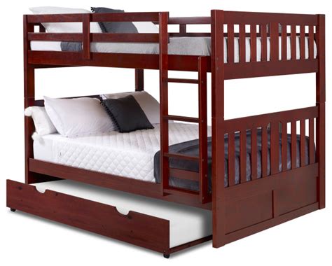 Fullfull Mission Bunkbed With Twin Trundle In Merlot Finish