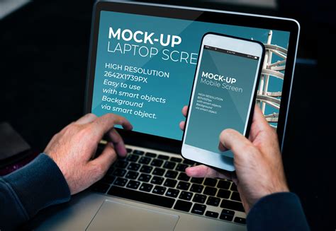 Laptop And Mobile Screen Mockup Psd Template Freebies Free Download