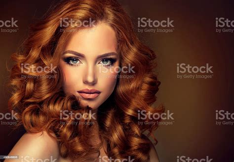Girl Model With Long Curly Red Hair Stock Photo Download Image Now